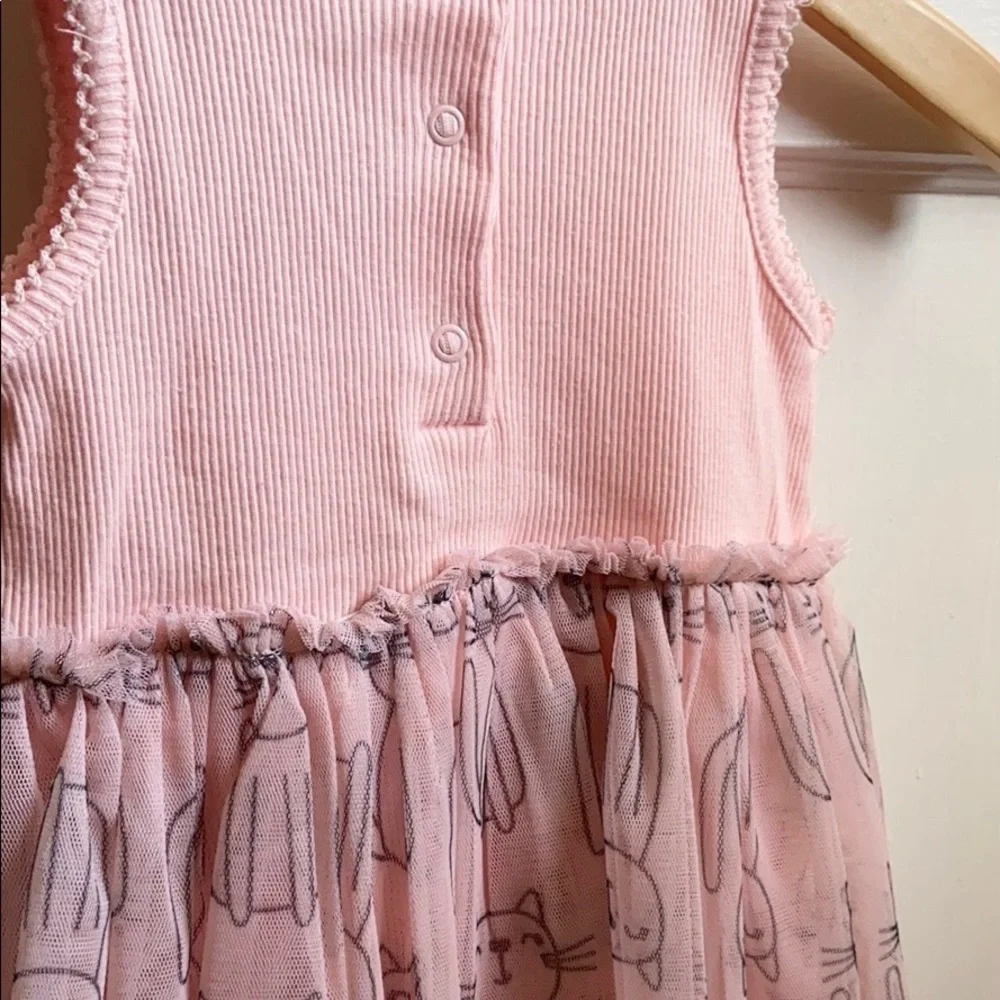 Absorba Baby Pink Ribbed Tulle Onesie Dress Infant Size 12 Months